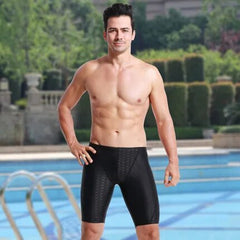Professional swimming trunks, Shark skin racing briefs, Men's water-repellent swimsuit, Competitive jammer swimsuit, Solid color swimwear, High-performance swimming gear, Men's racing swimsuit, Streamlined swimming trunks, Size L-5XL swim briefs